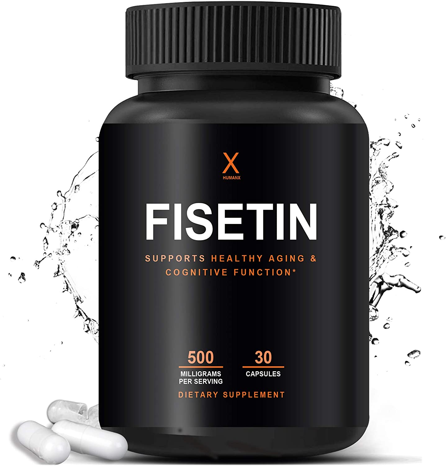 Fisetin 500mg - Fisetin Supplement (Similar to Apigenin, Luteolin, Quercetin) Senolytic Activator - Sirtuin Activator - Bioflavonoid Polyphenols - Non-GMO, Vegan, Lactose Free, Soy Free - by HumanX