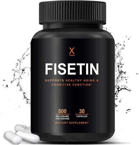 Fisetin 500mg - Fisetin Supplement (Similar to Apigenin, Luteolin, Quercetin) Senolytic Activator - Sirtuin Activator - Bioflavonoid Polyphenols - Non-GMO, Vegan, Lactose Free, Soy Free - by HumanX