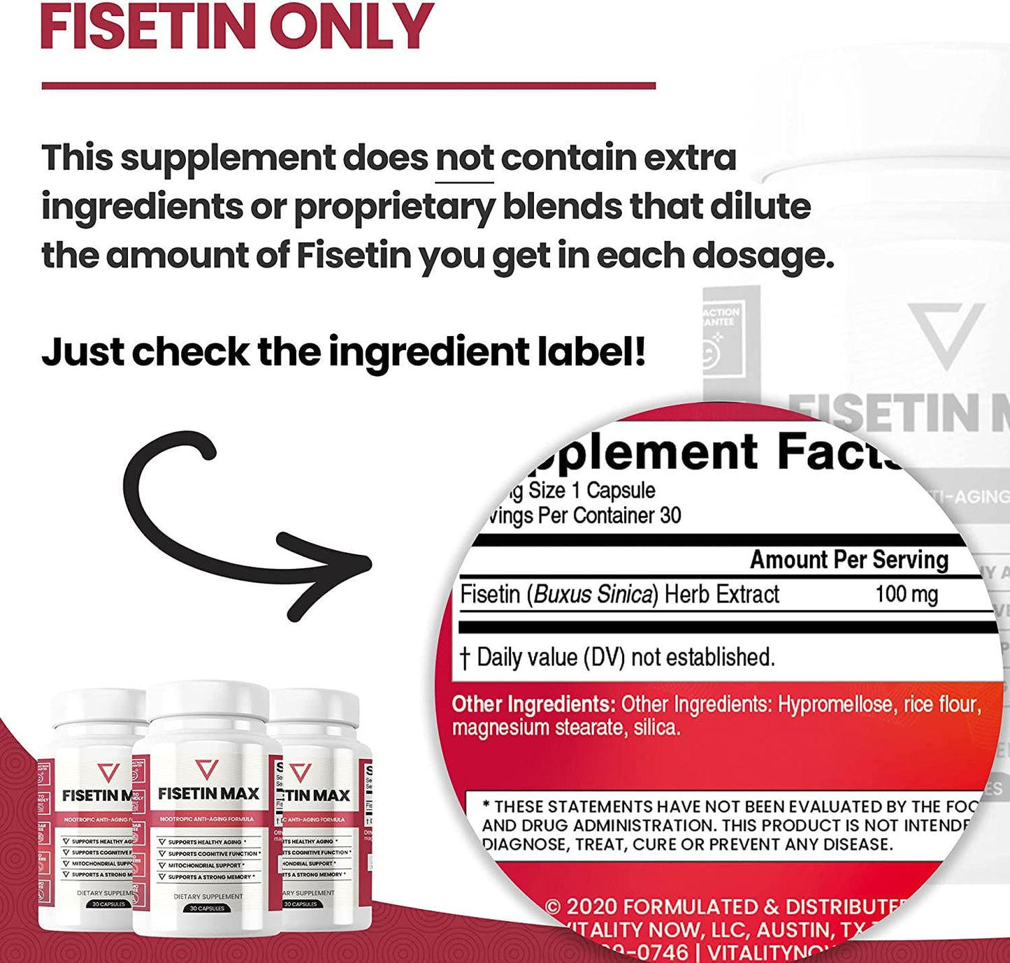 Fisetin Max | Nootropic Anti-Aging Supplement - Doctor Approved Antioxidant Support for Healthy Aging, Better Brain Health, Improved Energy Levels, and Maintaining Strong Memory* - 30-Day Supply