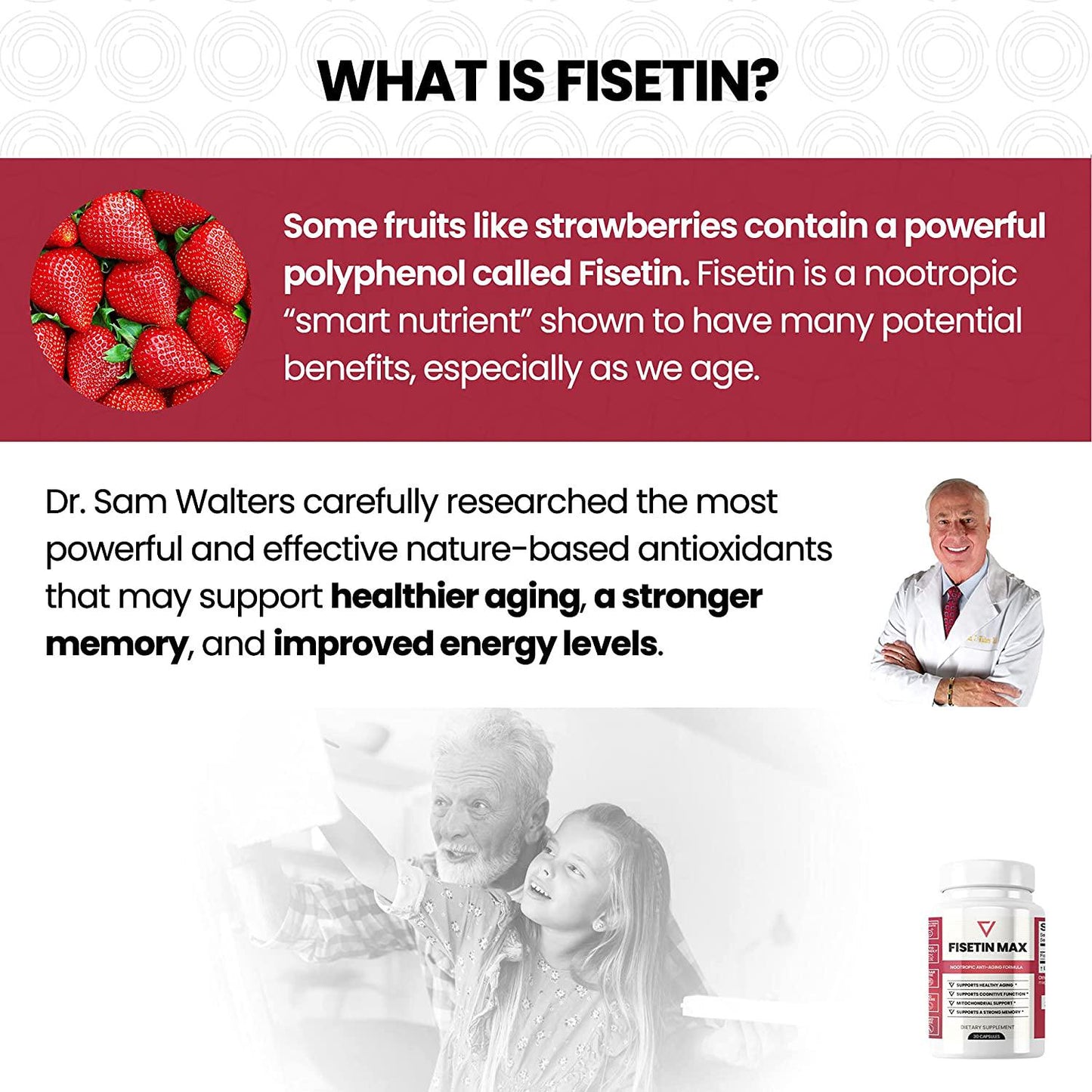 Fisetin Max | Nootropic Anti-Aging Supplement - Doctor Approved Antioxidant Support for Healthy Aging, Better Brain Health, Improved Energy Levels, and Maintaining Strong Memory* - 30-Day Supply