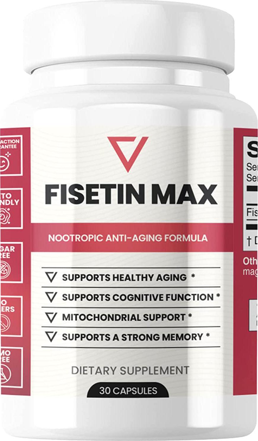 Fisetin Max | Nootropic Anti-Aging Supplement - Doctor Approved Antioxidant Support for Healthy Aging, Better Brain Health, Improved Energy Levels, and Maintaining Strong Memory* - 30-Day Supply