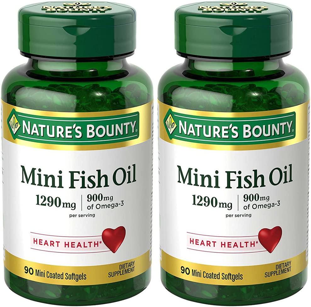 Fish Oil 1290 mg, Mini Odorless Softgels, 2 Bottles (90 Count)