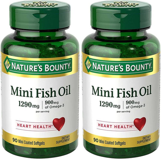 Fish Oil 1290 mg, Mini Odorless Softgels, 2 Bottles (90 Count)