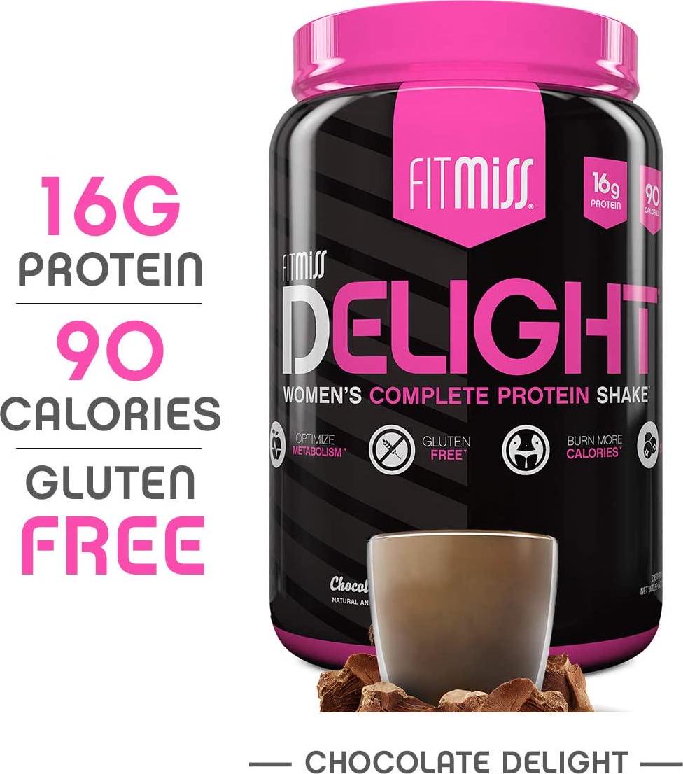 FitMiss Delight Protein Powder- Healthy Nutritional Shake for Women with Whey Protein, Fruits, Vegetables and Digestive Enzymes to Support Weight Loss and Lean Muscle Mass, Chocolate, 2 Pound