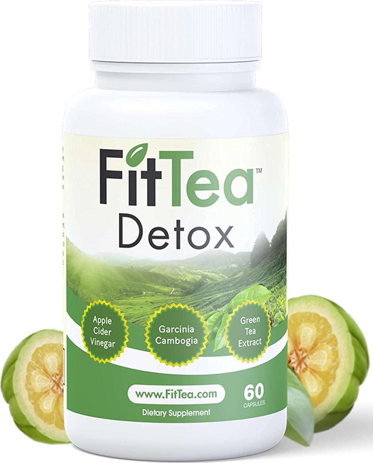 FitTea Detox Fatburner: Weight Loss Supplement, Appetite Suppressant, and Energy Booster - Premium Fat Burning with Garcinia Cambogia, Apple Cider Vinegar and Natural Caffeine - 60 Natural Capsules