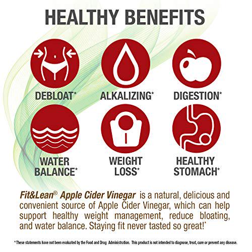 Fit and Lean Apple Cider Vinegar Gummies, with The Mother , Supports Digestion, Appetite Control, Weight Management, Ginger Root, 60 Count