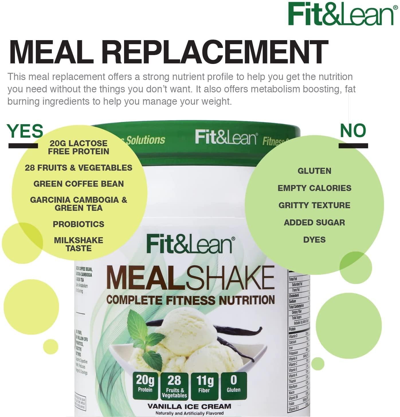 Fit and Lean Fat Burning Meal Replacement, Vanilla, 0.97 lb