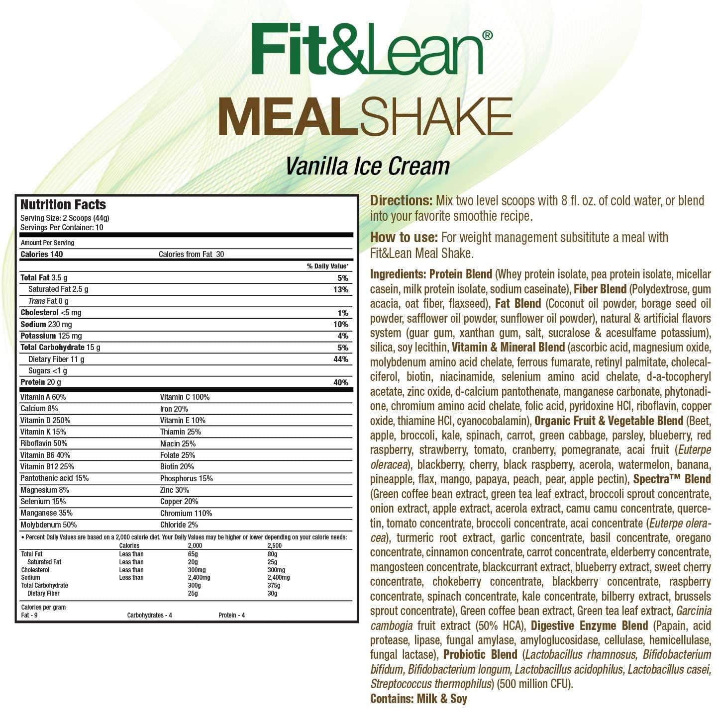Fit and Lean Fat Burning Meal Replacement, Vanilla, 0.97 lb