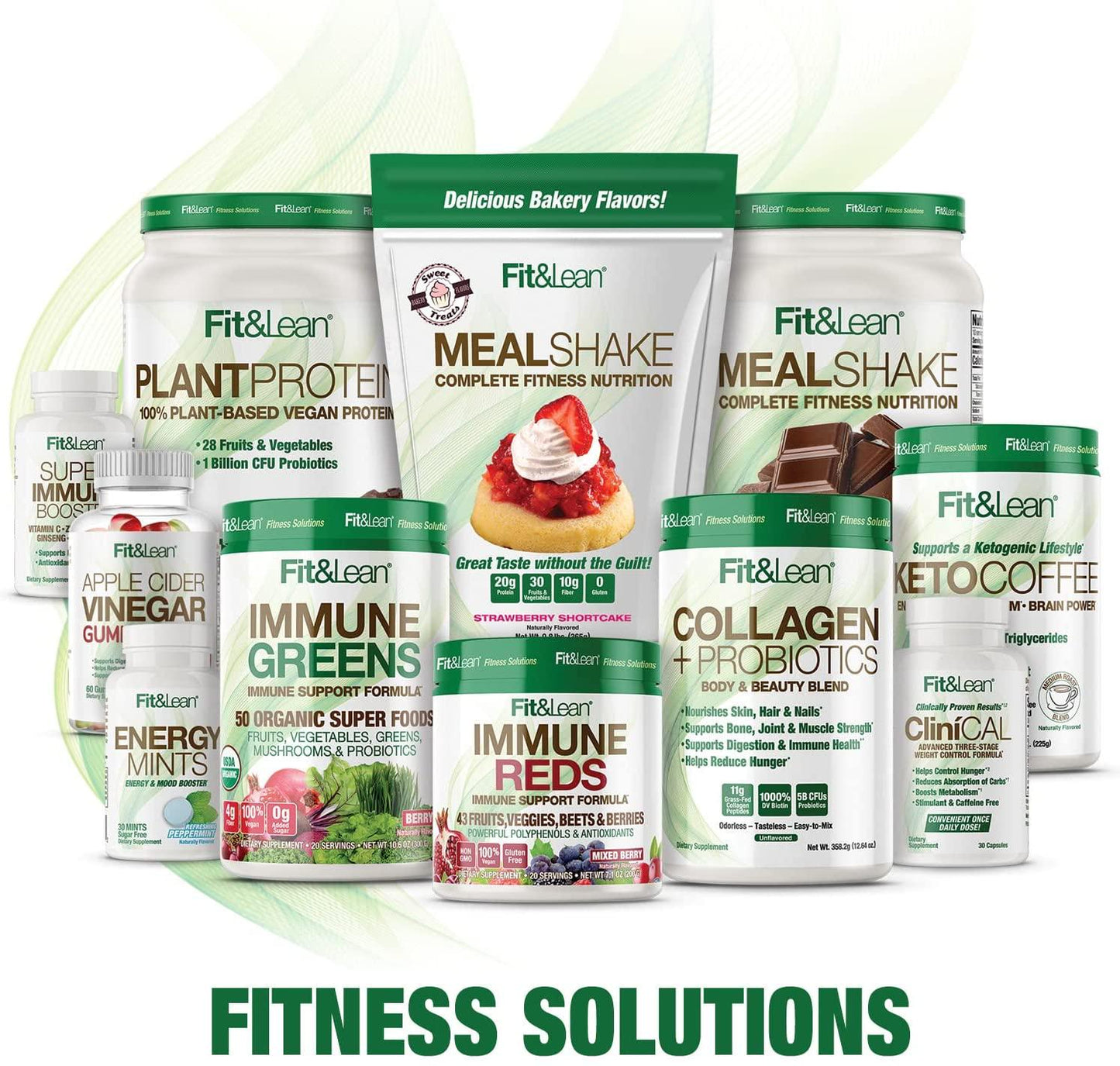 Fit and Lean Immune Greens Powder, Organic, Super Food, Non-gmo, Natural, Vegan Shake, Chocolate 10.6oz