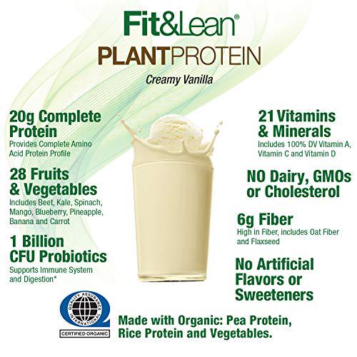 Fit and Lean Plant Protein Meal Replacement Protein Powder Vanilla, 18.72 Ounce