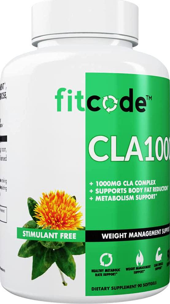 Fitcode CLA1000 Conjugated Linoleic Acid, Soft Gel, Stimulant Free Weight Loss Supplement (90 Servings)