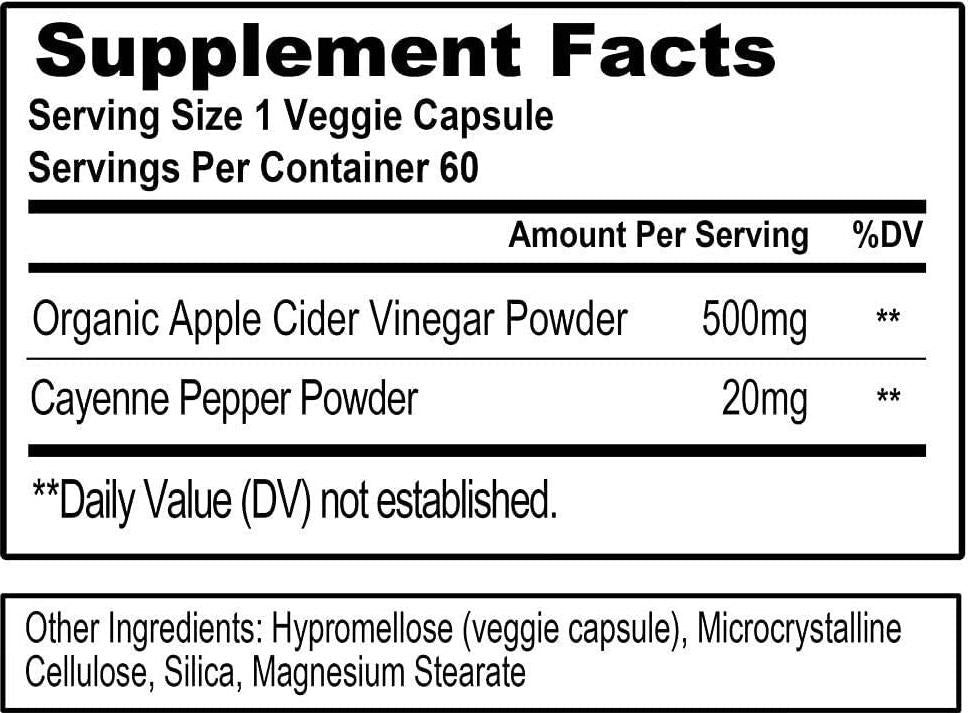 Fitcode Extra Strength Apple Cider Vinegar Pills, 500mg, Natural Digestion, Detox, and Immune Support Apple Cider Powder with Cayenne Pepper for Enhanced Cleansing and Weight Loss Support, 60 Capsules