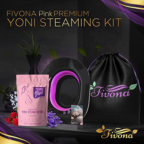 Fivona 3-in-1 Yoni Steam Kit - Foldable Over The Toilet Steamer Seat with V Steaming Herbs and Storage Bag - Effective Detox pH Balance Cleansing and Relaxation - at Home V-SPA