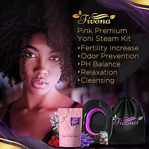 Fivona 3-in-1 Yoni Steam Kit - Foldable Over The Toilet Steamer Seat with V Steaming Herbs and Storage Bag - Effective Detox pH Balance Cleansing and Relaxation - at Home V-SPA