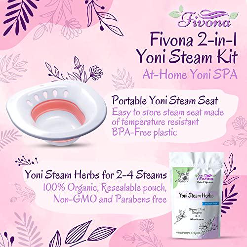 Fivona Yoni Steam Kit 2 in 1 Steam Seat with Steaming Herbs Bundle - at Home V-SPA Cleansing Set for Toilet Bowl - Detox and Rejuvenate with All-Natural Herbal Therapy
