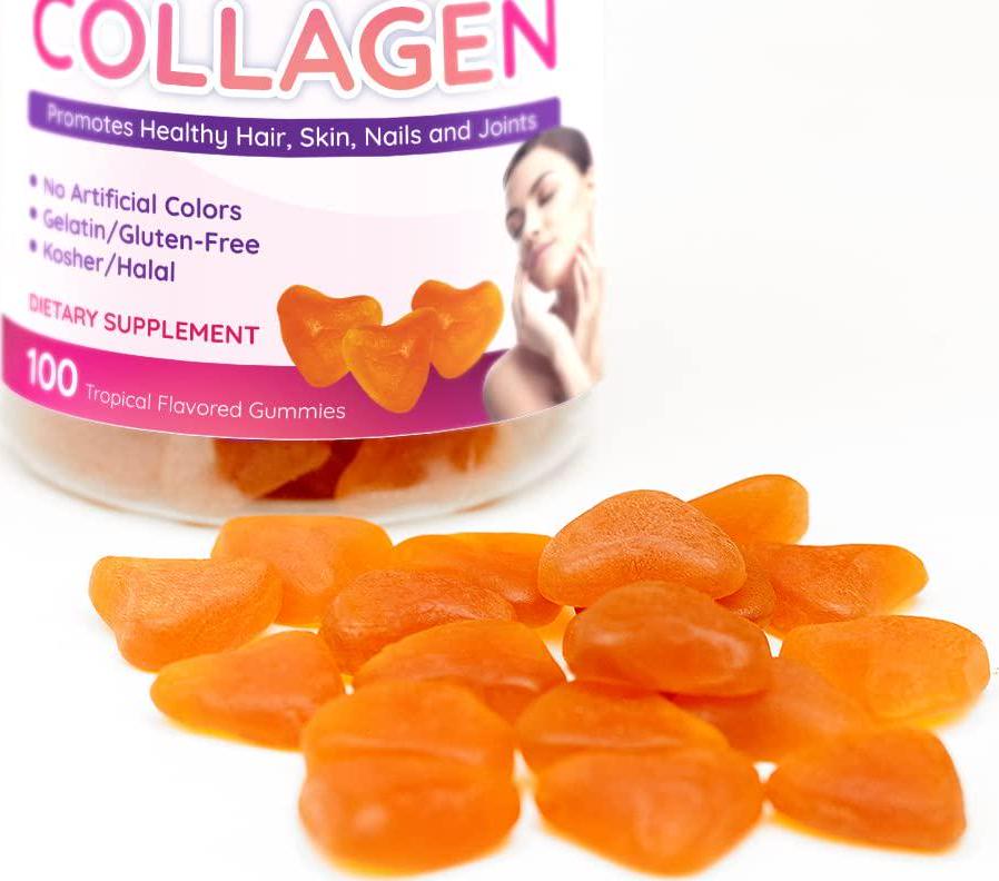 Flamingo Supplements - Hydrolyzed Collagen Gummies Type I and III | Kosher and Halal, No Gelatin, Non GMO | Strengthen Hair, Skin, Nails and Joint Care | Tropical Flavor | 100 Count