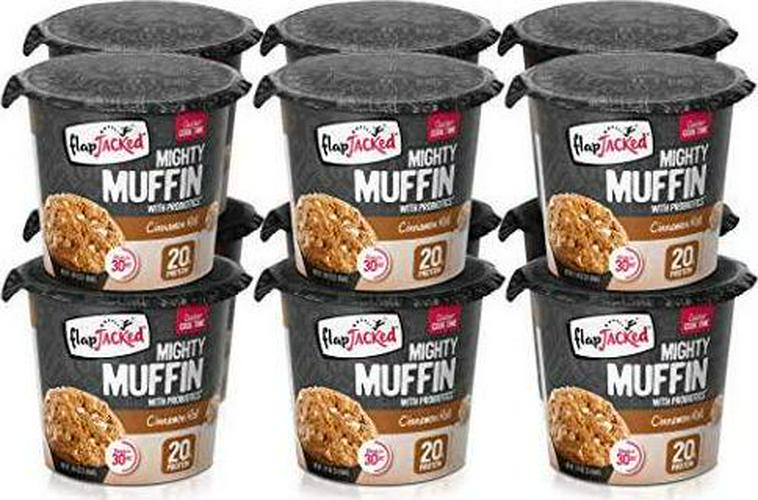 FlapJacked Cinnamon Roll 20g Protein Mighty Muffin 12 Pack,, Cinnamon Roll 660 grams, Pack of 12