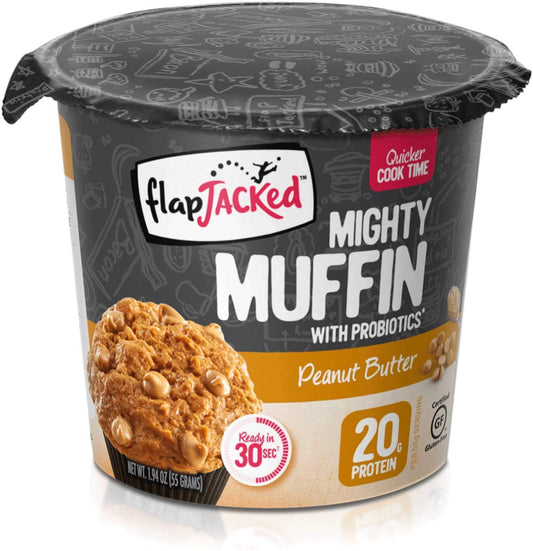 FlapJacked Peanut Butter 20g Protein Mighty Muffin 12 Pack , , Peanut Butter 660 grams , Pack of 12