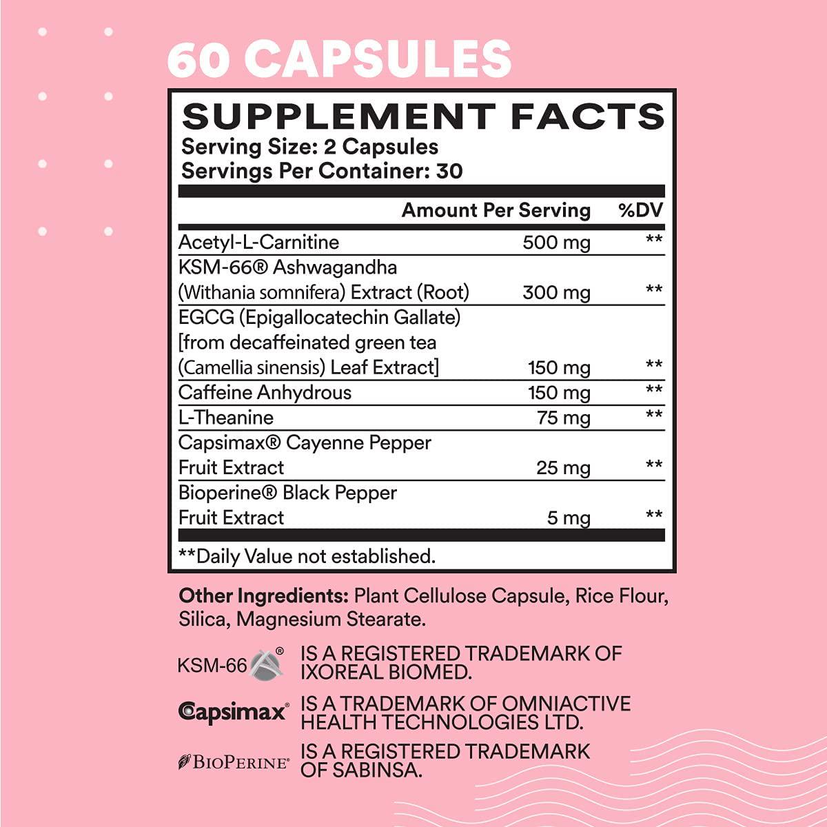 Flare Body Support for Women - Energy Booster, Metabolism, and Detox for Women w/ Acetyl L Carnitine, EGCG, and Cayenne Pepper Extract - 60 Veggie Capsules (30 Servings)