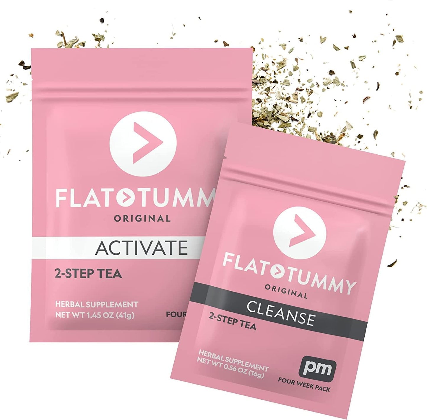Flat Tummy Detox Tea 2-step, 4 Week Program Detox Tea to Boost Energy and Reduce Bloating* - All Natural Cleanse w/ Green Tea, Lemon Balm, Dandelion, Fennel, and More - Digestion support