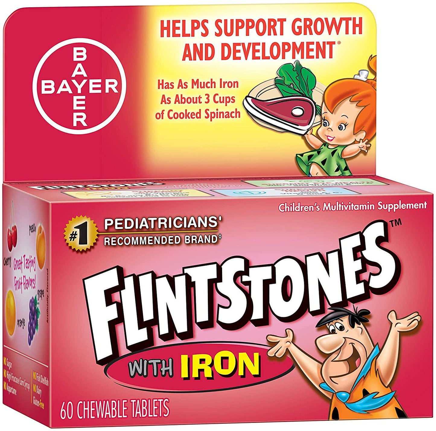 Flintstones Chewable Tablets With Iron 60 Tablets ( Pack of 8)