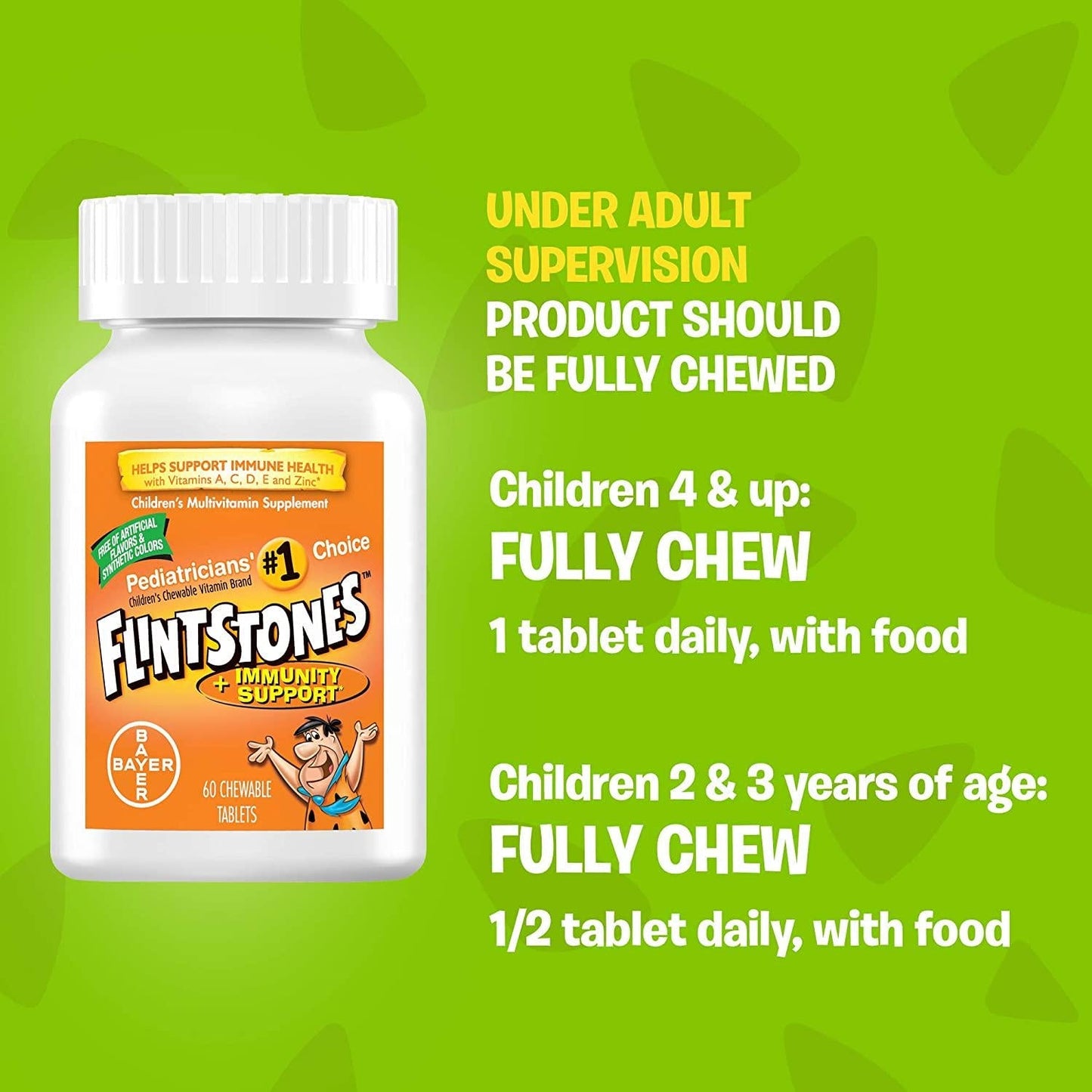 Flintstones Chewable Tablets Plus Immunity Support 60 Tablets (Pack of 2)