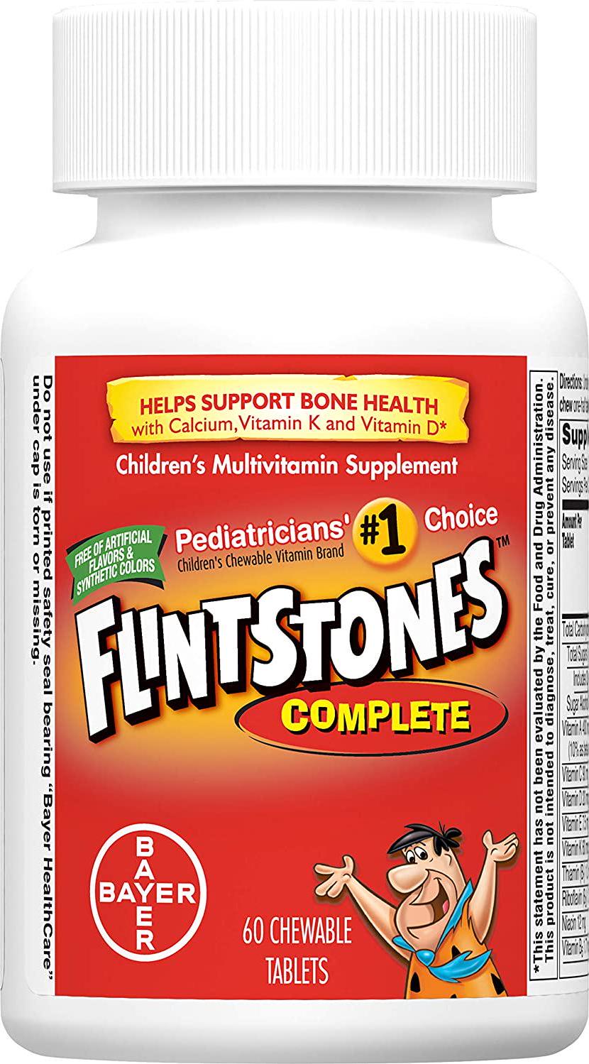 Flintstones Complete Multivitamin Supplement, Chewable Tablets, 60 Count, (Pack of 2)