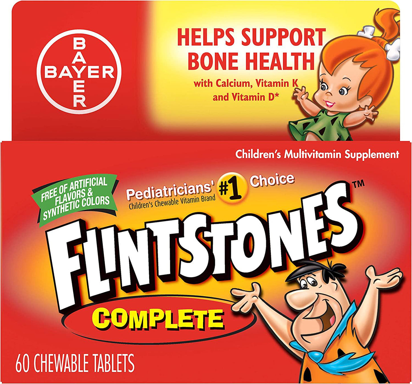 Flintstones Complete Multivitamin Supplement, Chewable Tablets, 60 Count, (Pack of 2)