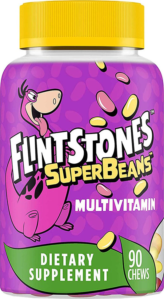 Flintstones SuperBeans, Kids Multivitamin with Immunity Support, with Vitamins A, D, Iodine and Zinc to Support Healthy Growth and Development, Fruit Flavored, Vegetarian, Gelatin Free Chews, 90 Count
