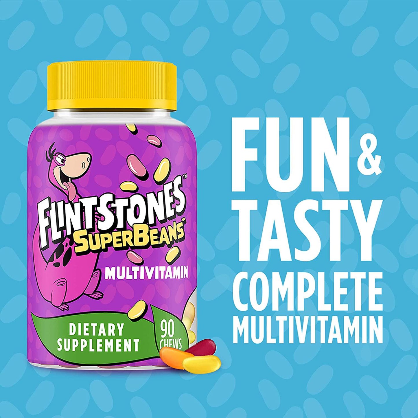 Flintstones SuperBeans, Kids Multivitamin with Immunity Support, with Vitamins A, D, Iodine and Zinc to Support Healthy Growth and Development, Fruit Flavored, Vegetarian, Gelatin Free Chews, 90 Count