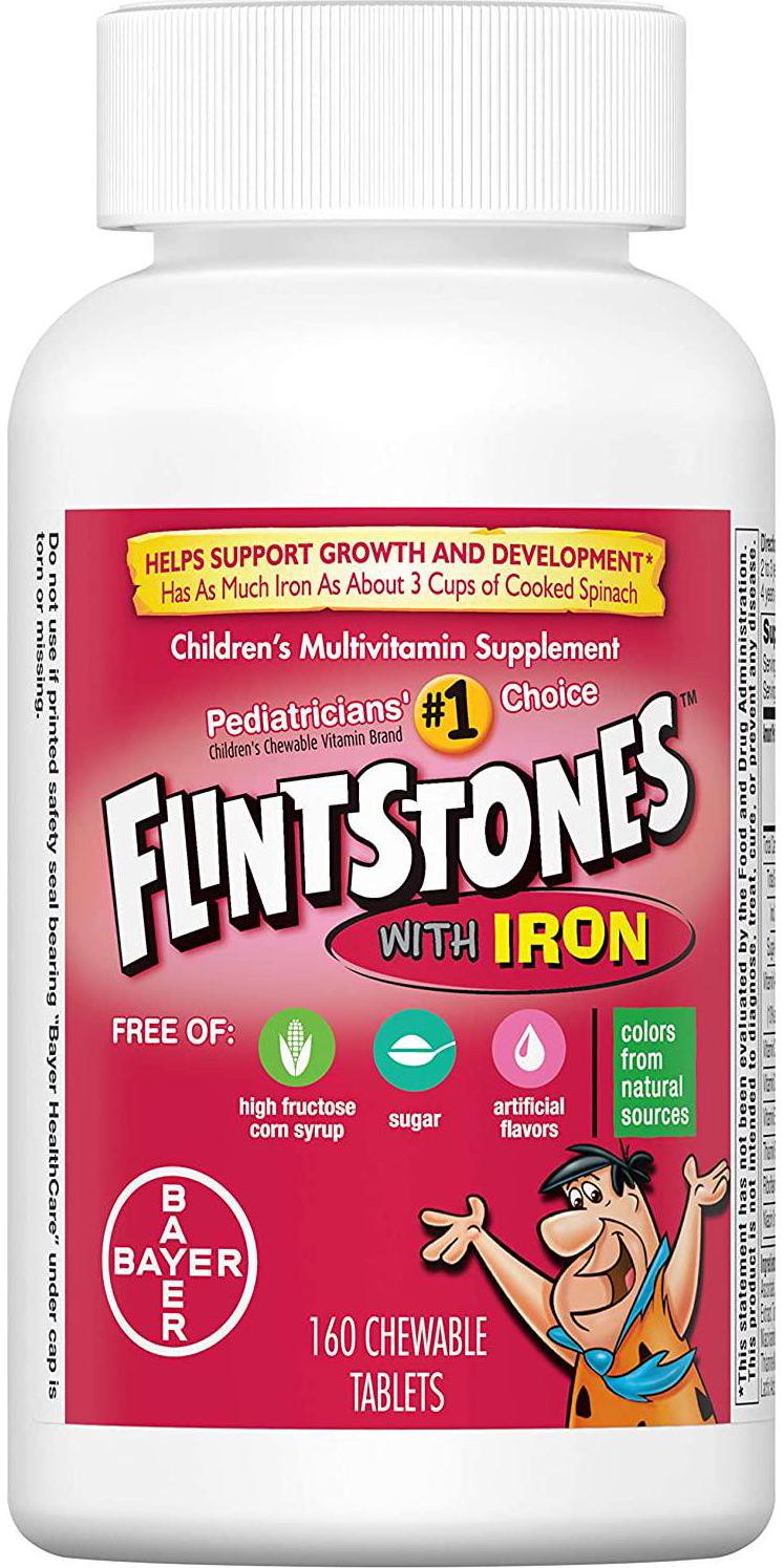 Flintstones Vitamins Chewable Kids Vitamins with Iron with Upgraded Formula Multivitamin for Kids and Toddlers, 160 Count (Pack of 1)