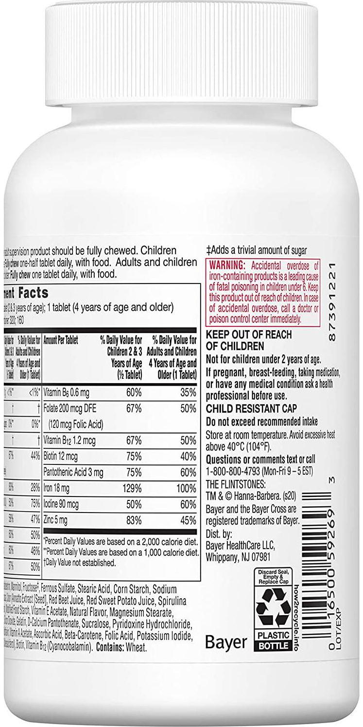 Flintstones Vitamins Chewable Kids Vitamins with Iron with Upgraded Formula Multivitamin for Kids and Toddlers, 160 Count (Pack of 1)