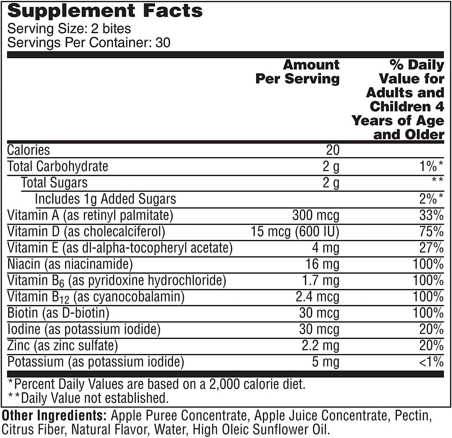 Flintstones Vitamins Flintstones Kids Natural Fruit Bites Multivitamin, Apple, 60 Count