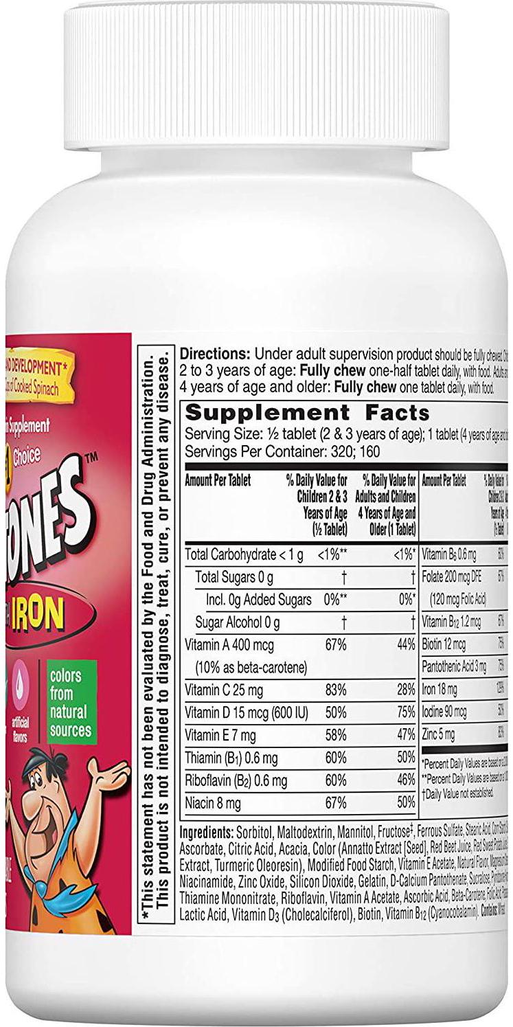 Flintstones Vitamins Chewable Kids Vitamins with Iron with Upgraded Formula Multivitamin for Kids and Toddlers, 160 Count (Pack of 1)