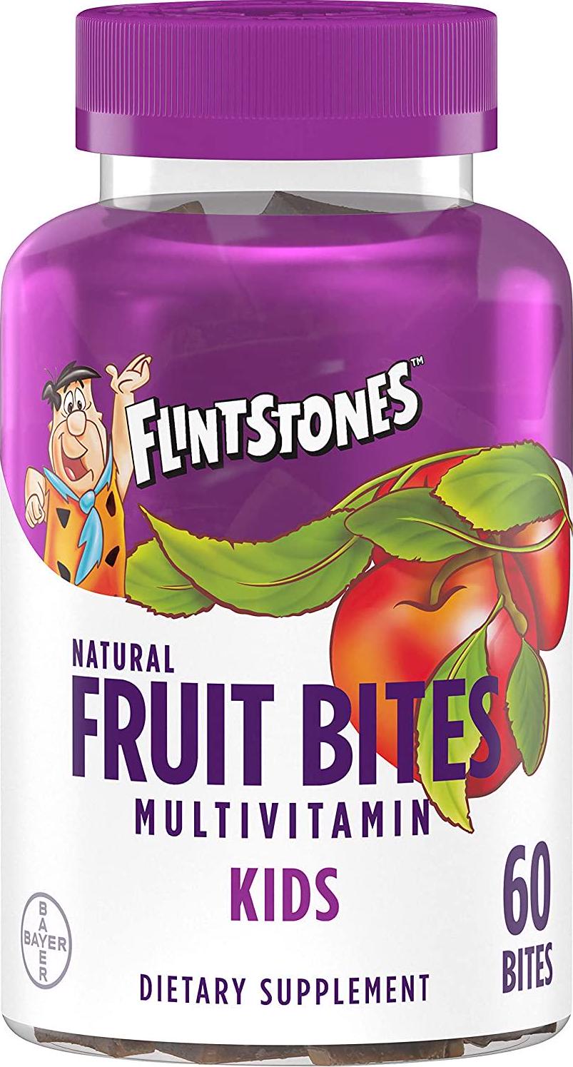 Flintstones Vitamins Flintstones Kids Natural Fruit Bites Multivitamin, Apple, 60 Count