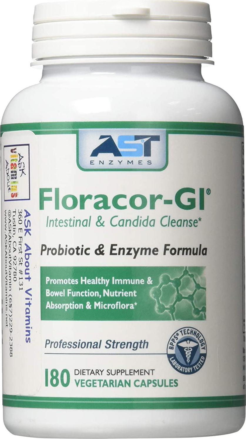 Floracor-GI Candida Cleanse, Probiotic and Enzyme Support Formula 180 Capsules