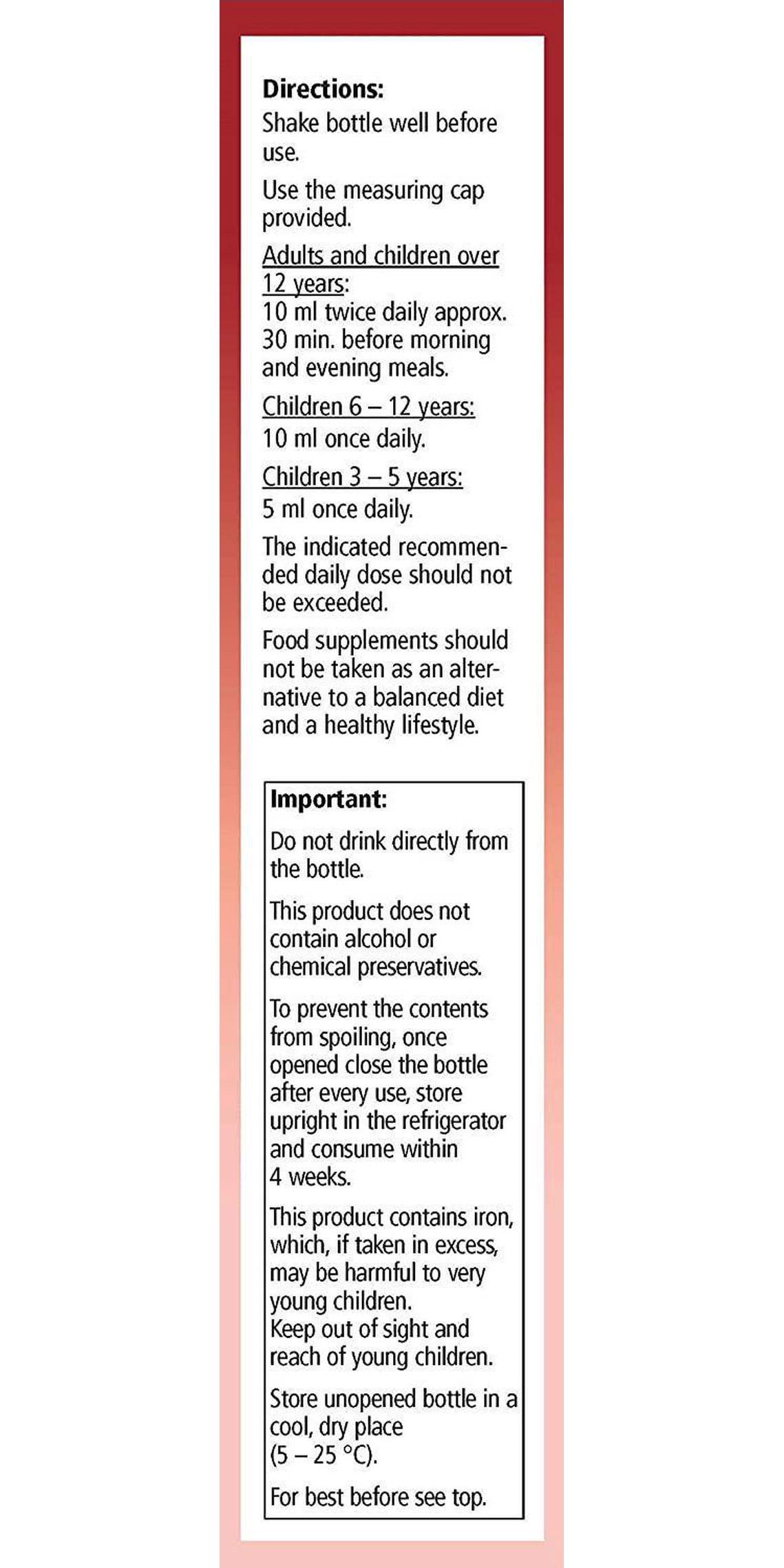 Floradix Floravital Liquid Herbal Iron Extract 500ml