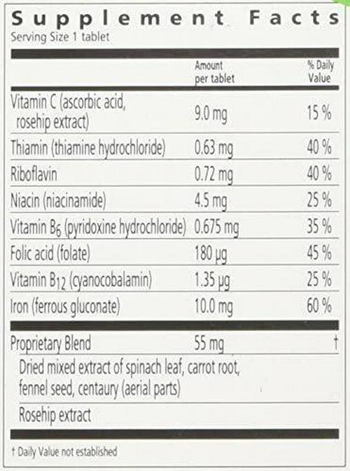 Floradix, Iron Tablets Vegetarian Supplement for Energy Support, 80 Count