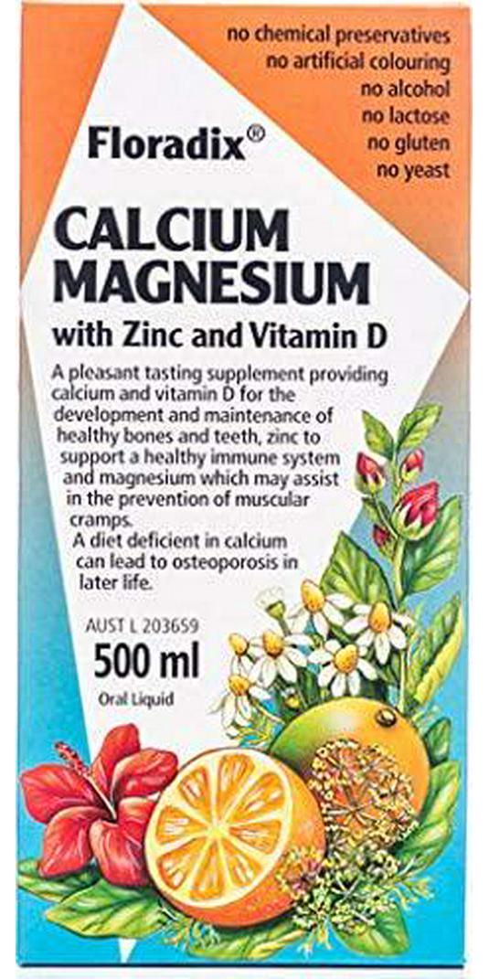 Floradix Saludynam Liquid Calcium, Magnesium, Zinc and Vitamin D Formula 500ml