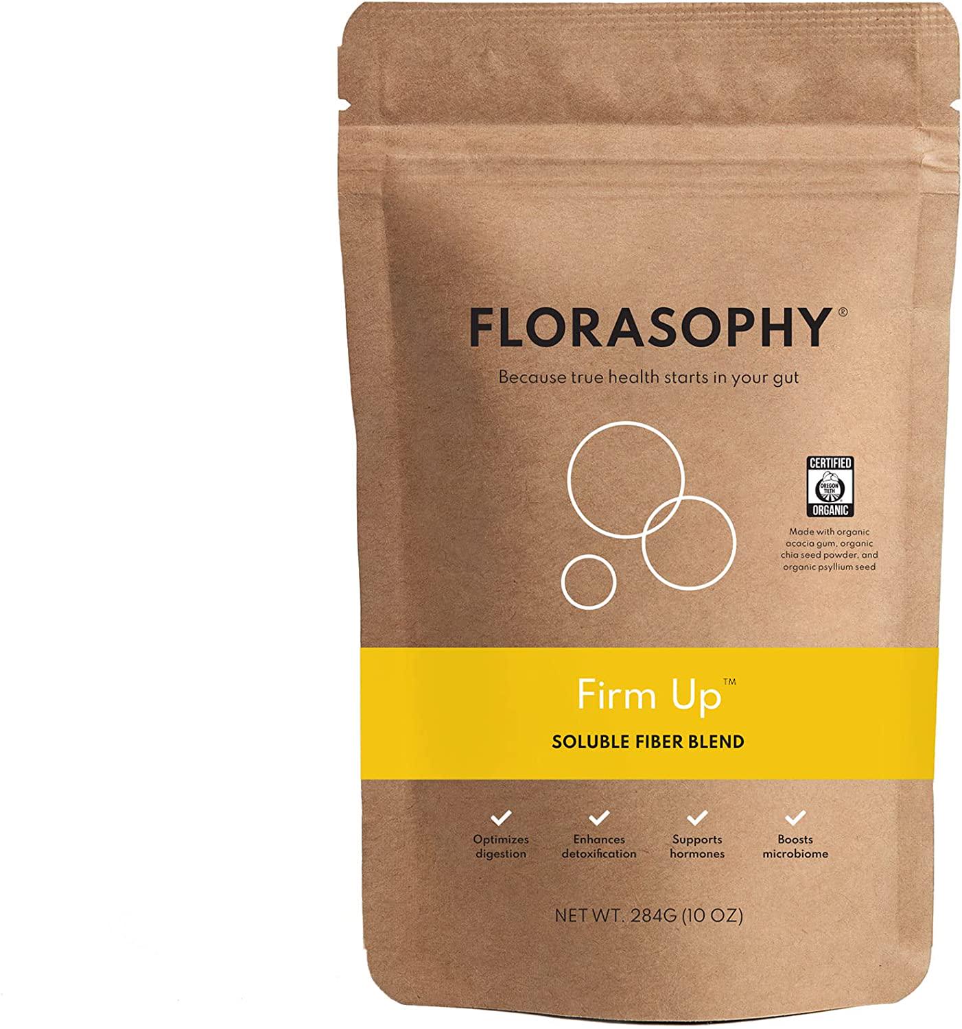 Florasophy Firm Up - Soluble Organic Prebiotic Fiber Supplement Powder for Digestive Health, Diarrhea, Irritable Bowel Syndrome, 36 Servings