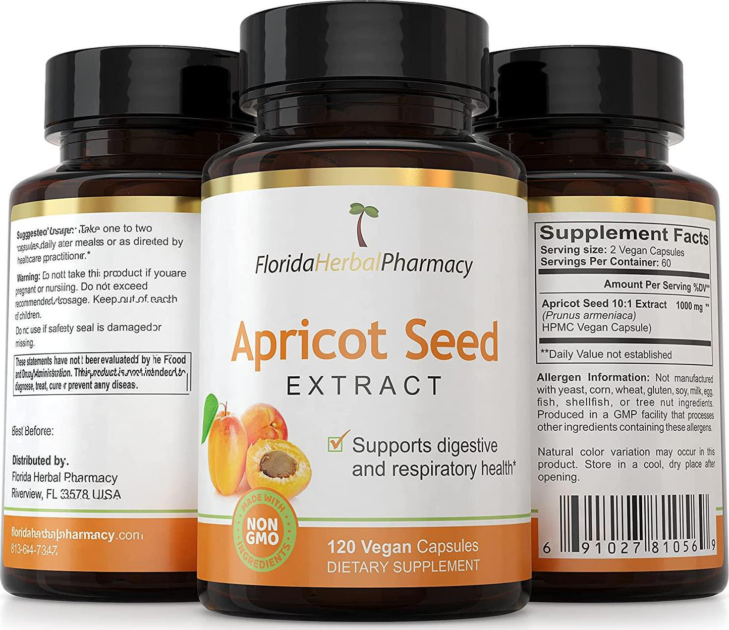Florida Herbal Pharmacy, Apricot Seed Extract Capsules 10:1 (120 Capsules)