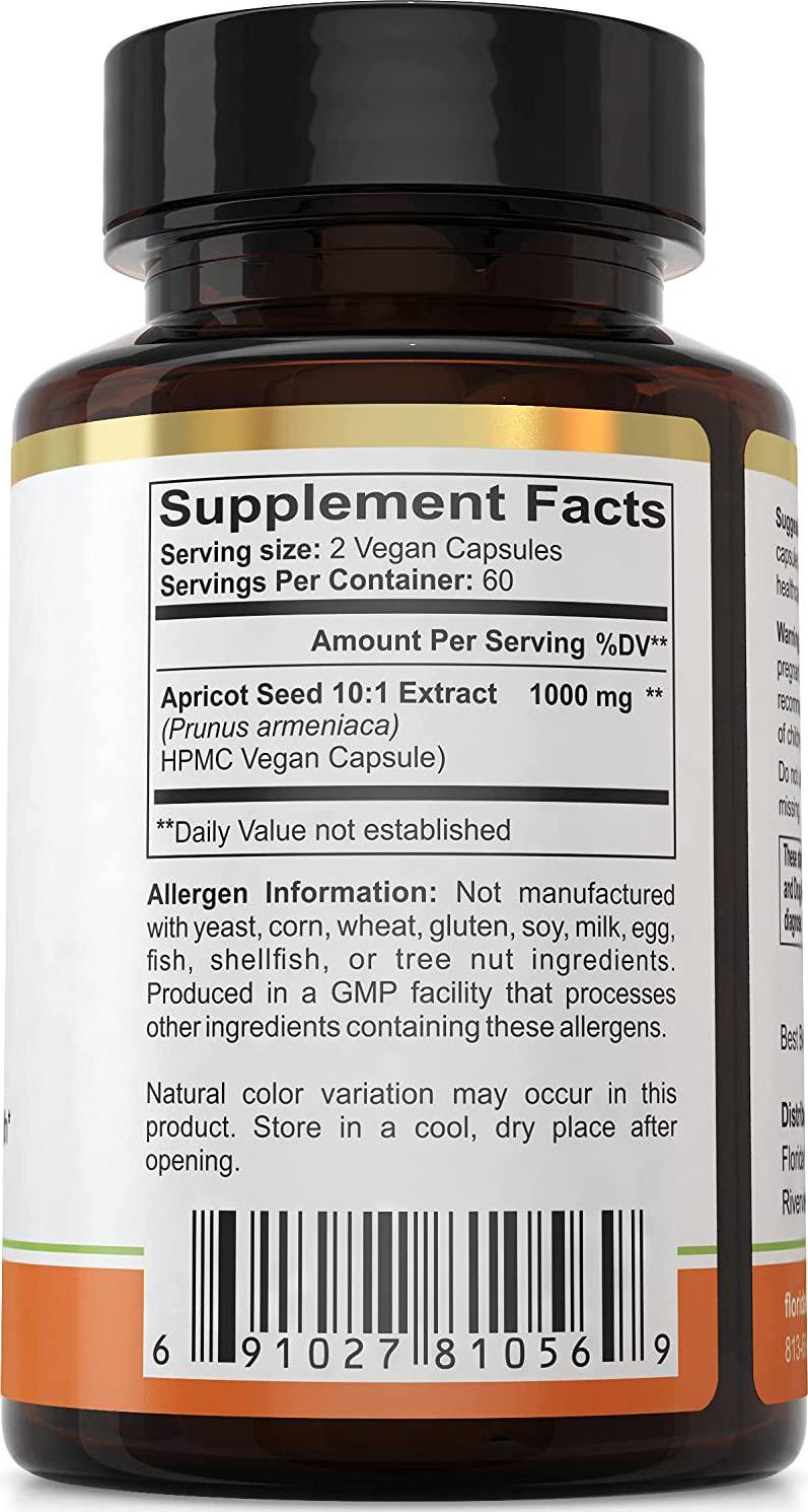 Florida Herbal Pharmacy, Apricot Seed Extract Capsules 10:1 (120 Capsules)
