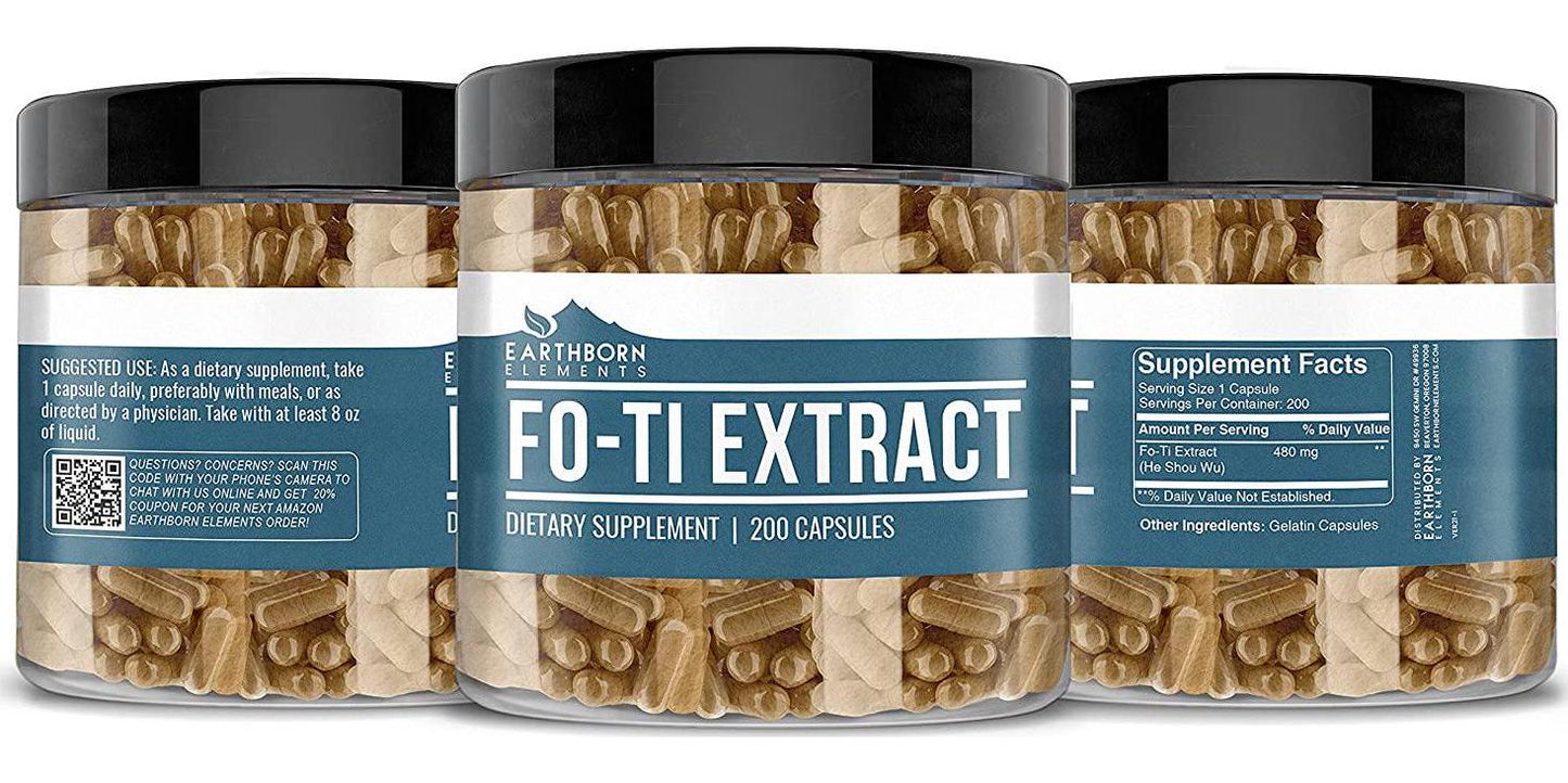 Fo-Ti Capsules, Non-GMO and Gluten-Free, for Healthier Hair, Skin and Nails* (480 mg)