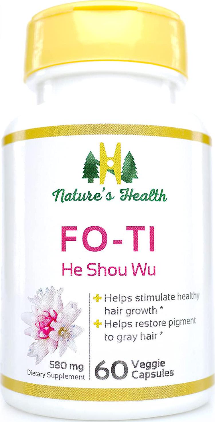 Fo-Ti, Promotes Healthy Hair Growth, All-Natural Hair Pigment Restoration Supplement, He Shou Wu, 560 Mg Per Capsule, 60 Veggie Capsules, Nature's Health