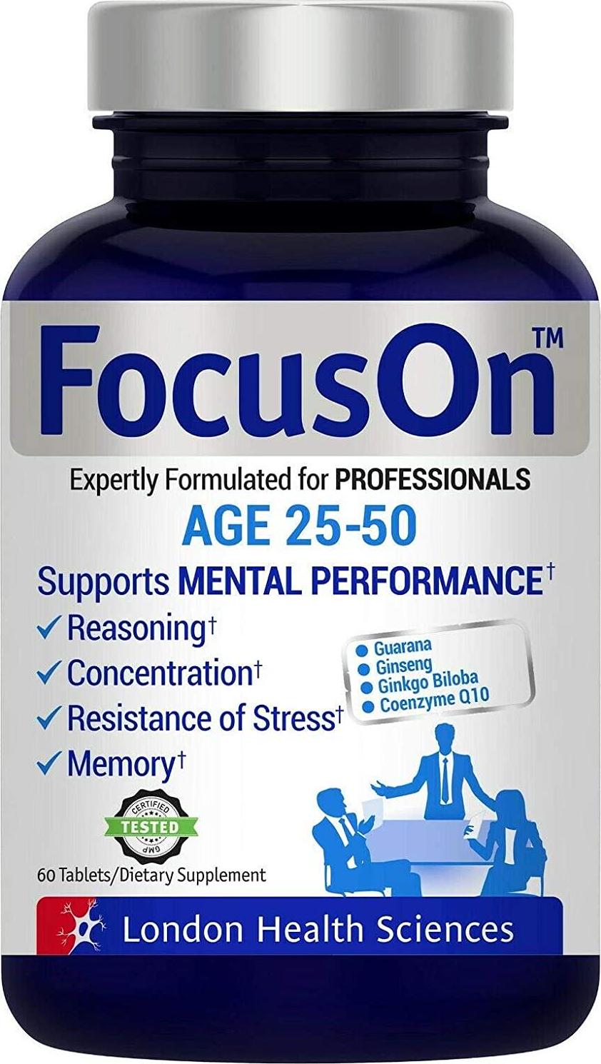 FocusOn Brain Booster Supplement Pills - Immune, Energy Memory for Professionals Aged 25-50 - Gluten Free and Non-GMO (Focus ON Age 25-50)