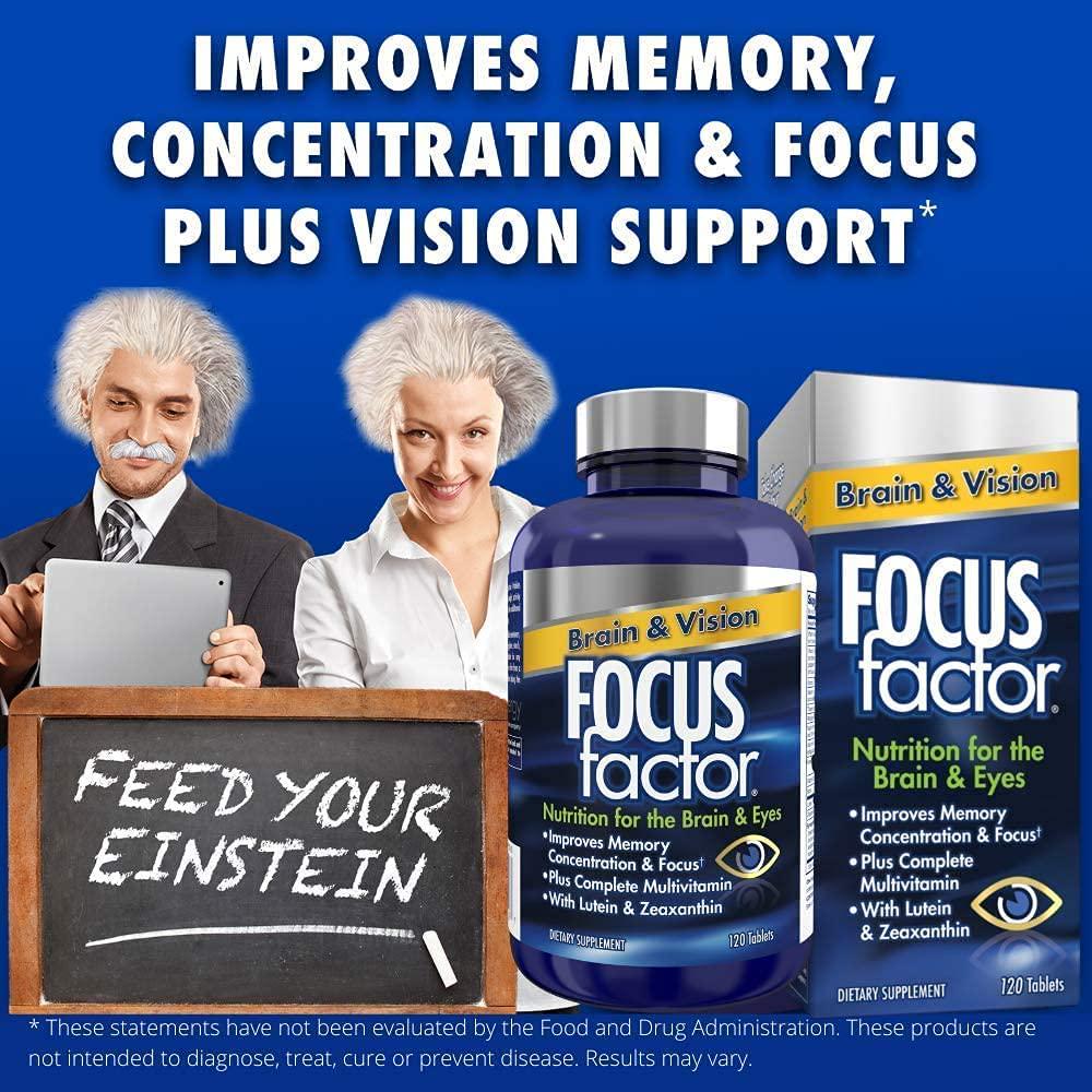 Focus Factor Brain and Vision - Eye Vitamin and Mineral Supplement w/ Lutein and Zeaxanthin from AREDS 2 study (120 Count)