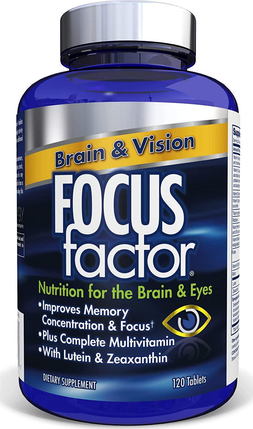 Focus Factor Brain and Vision - Eye Vitamin and Mineral Supplement w/ Lutein and Zeaxanthin from AREDS 2 study (120 Count)
