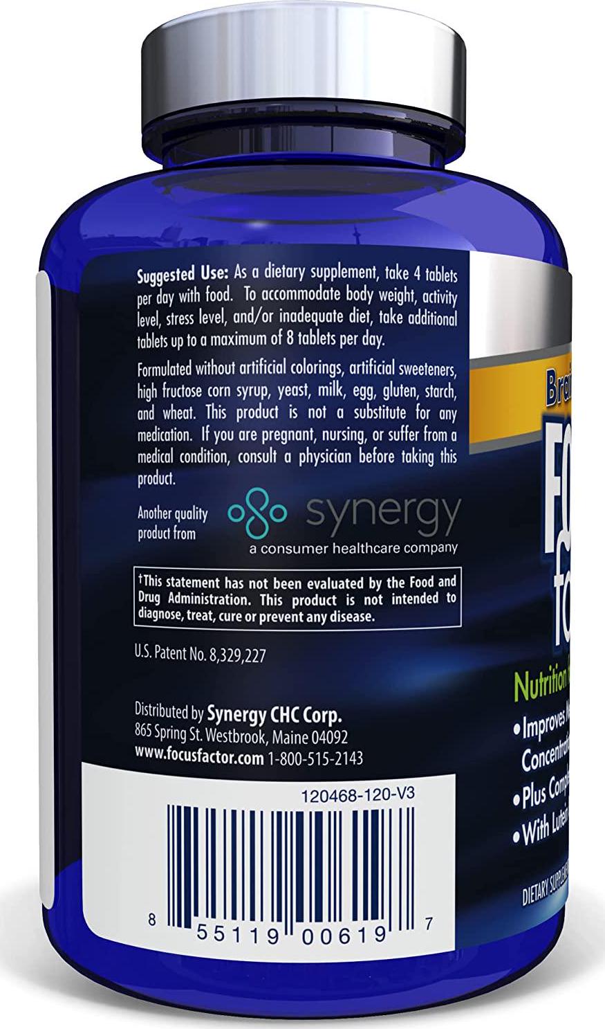 Focus Factor Brain and Vision - Eye Vitamin and Mineral Supplement w/ Lutein and Zeaxanthin from AREDS 2 study (120 Count)