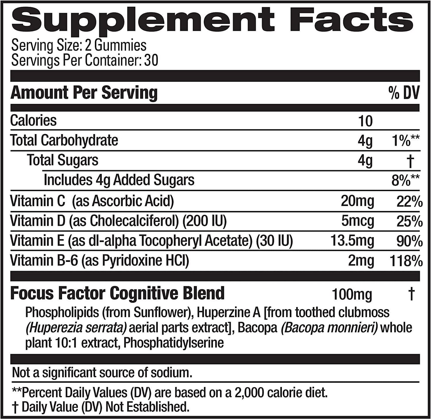 Focus Factor Nootropic Gummies - Memory Supplement for Brain, Phosphatidylserine, Bacopa, Huperzine A (60 Count)