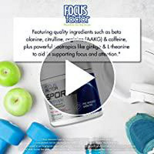 Focus Factor Pre-Workout Sports Supplement with Lions Mane - Nootropic for Energy, Endurance, Concentration Performance Boost Arginine, L-theanine, Beta Alanine, L-Citrulline, Ginkgo Biloba, Red
